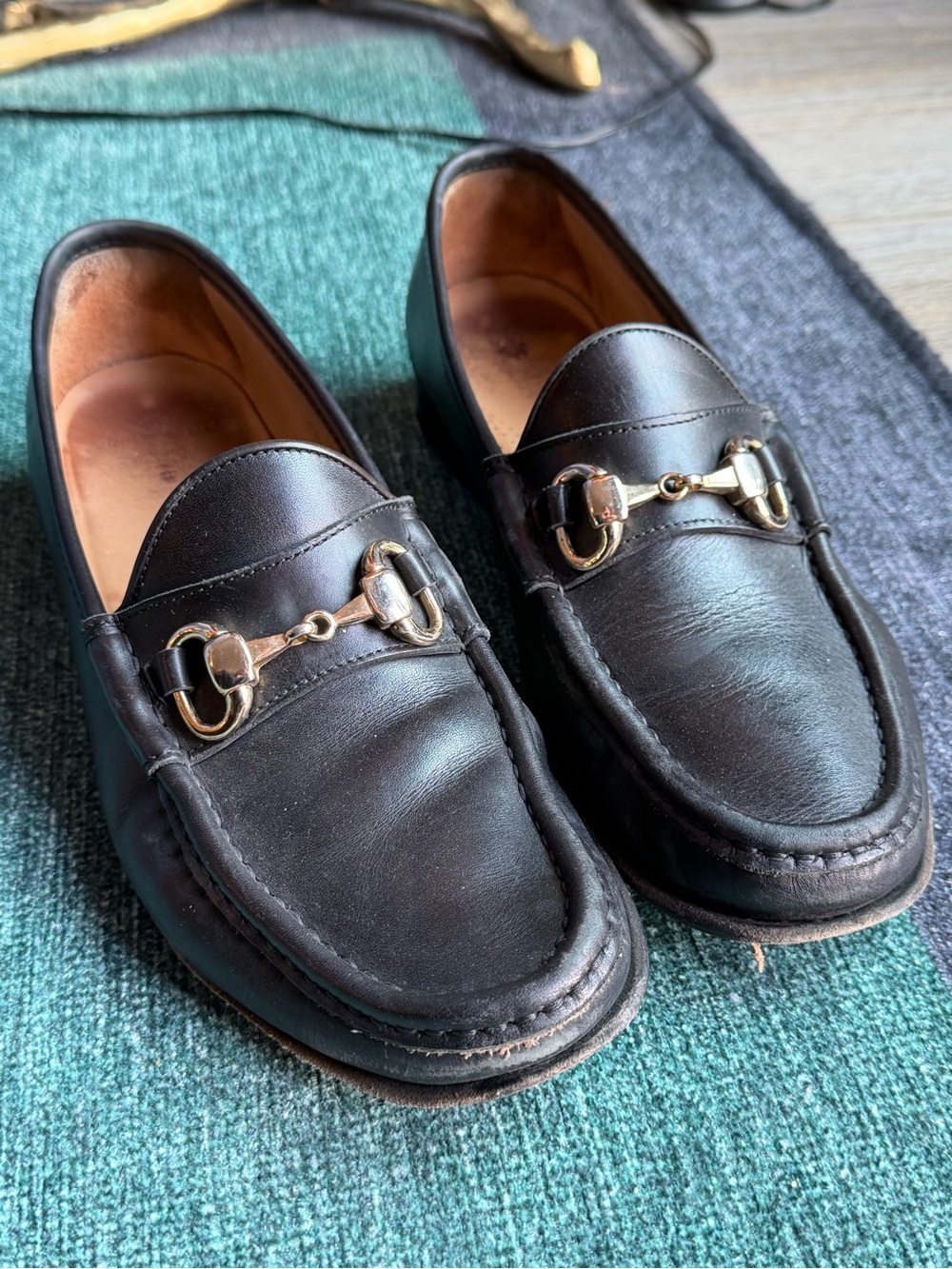 Men's Black Leather Bit Loafers